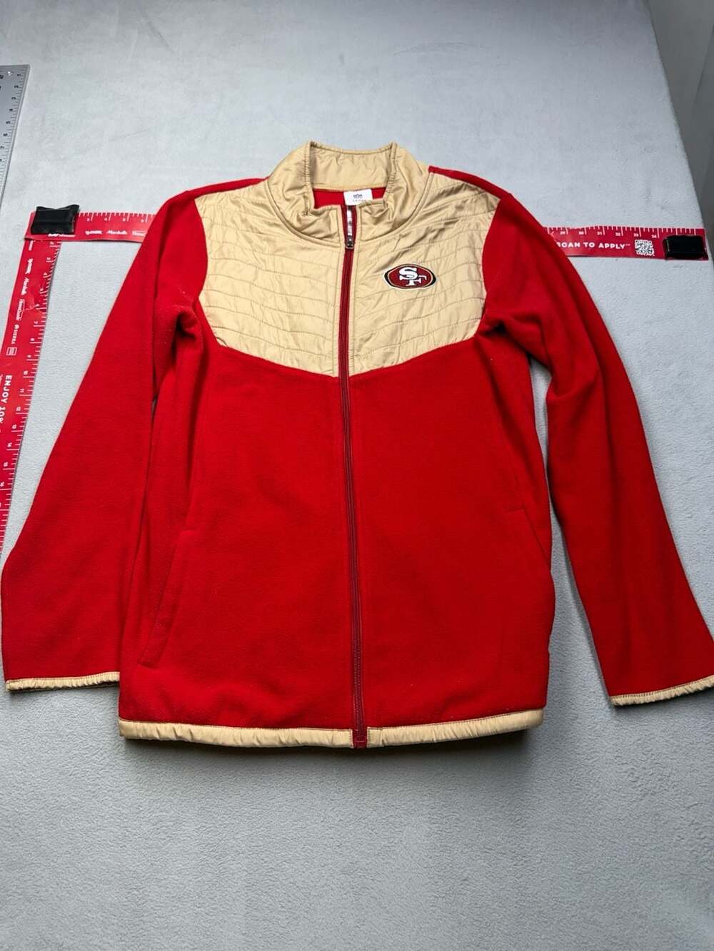 NFL Team Apparel San Francisco 49ers Youth Full Zip Fleece Jacket Gold and Red